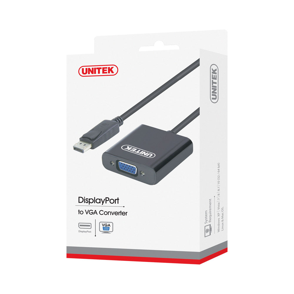 UNITEK 0.2M DISPLAYPORT TO VGA FEMALE CONVERTER - Image 2