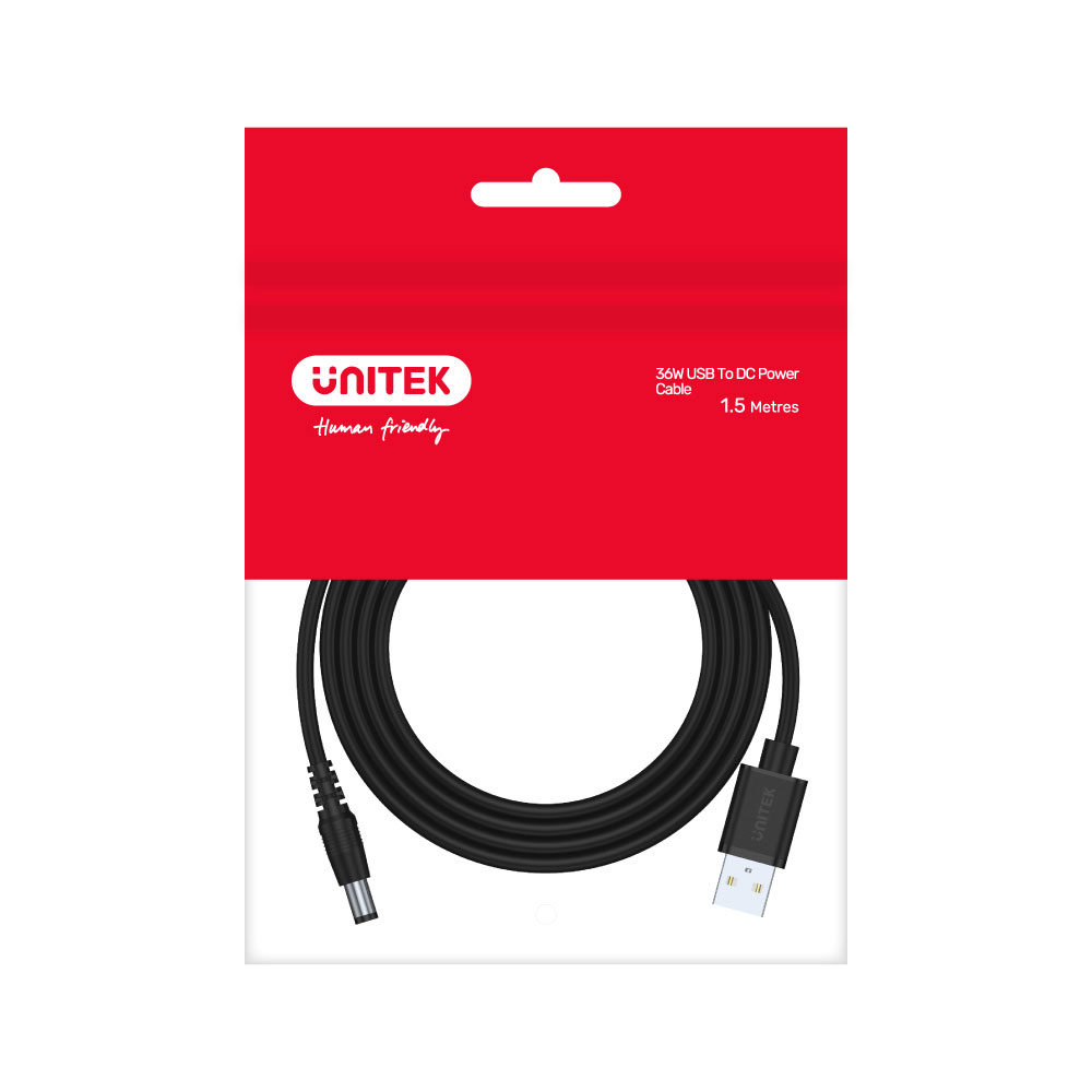 UNITEK Y-C4046BK 36W 1.5M USB TO 5.5MM X 2.5MM DC ADAPTER - Image 3