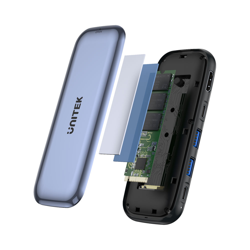 UNITEK TYPE-C 6-IN-1 PORT REPLICATOR WITH M.2 SSD STORAGE (D1046A) - Image 4