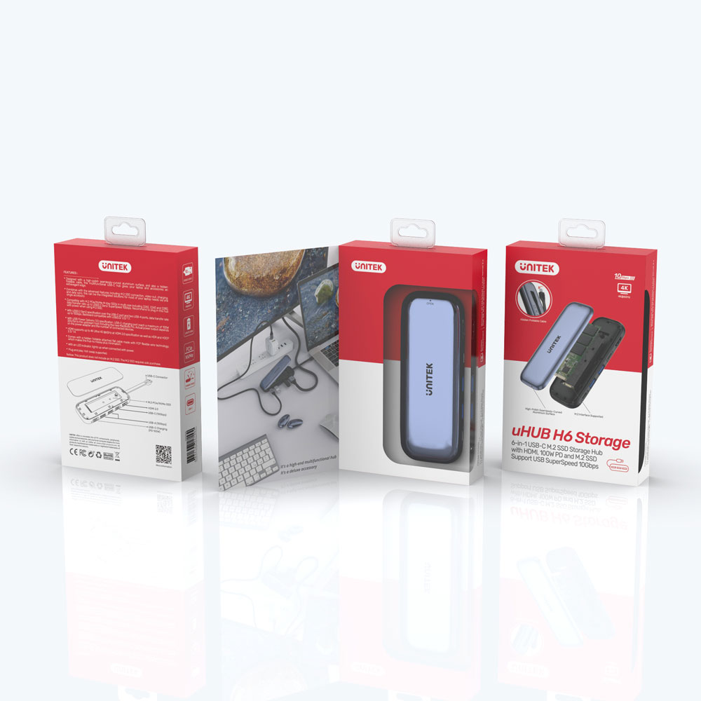 UNITEK TYPE-C 6-IN-1 PORT REPLICATOR WITH M.2 SSD STORAGE (D1046A) - Image 5