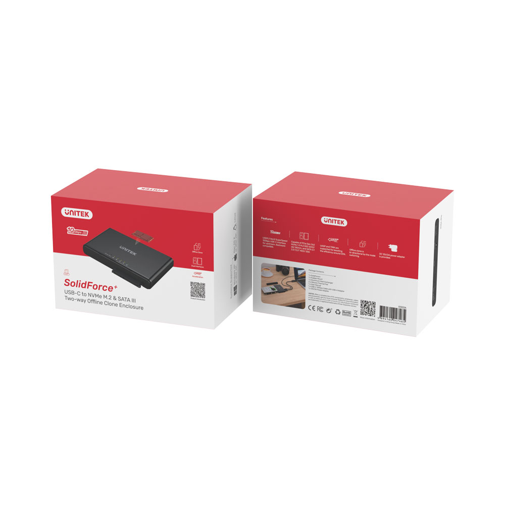 UNITEK SOLIDFORCE+ S1222A | TWO-WAY OFFLINE CLONE | TYPE-C TO NVME M.2 ENCLOSURE PLUS 2.5"/3.5" SATA ADAPTER - Image 6