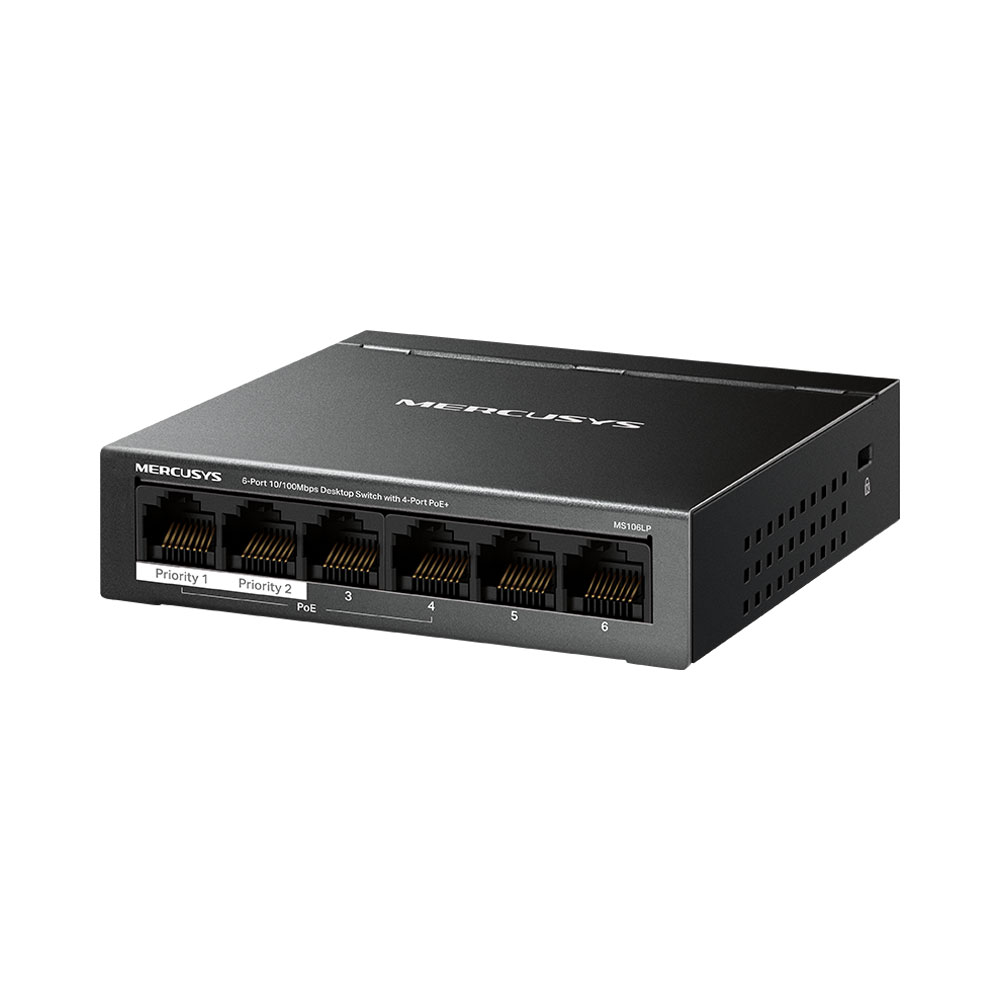 MERCUSYS MS106LP | 6-PORT 10/100MBPS DESKTOP SWITCH WITH 4-PORT POE+