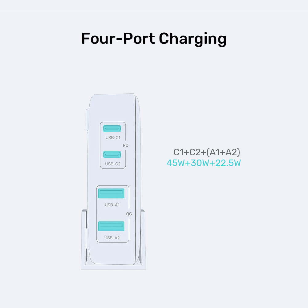 UNITEK P1229ABK | 4-PORT 100W SMART DESKTOP GAN III CHARGING STATION - Image 9