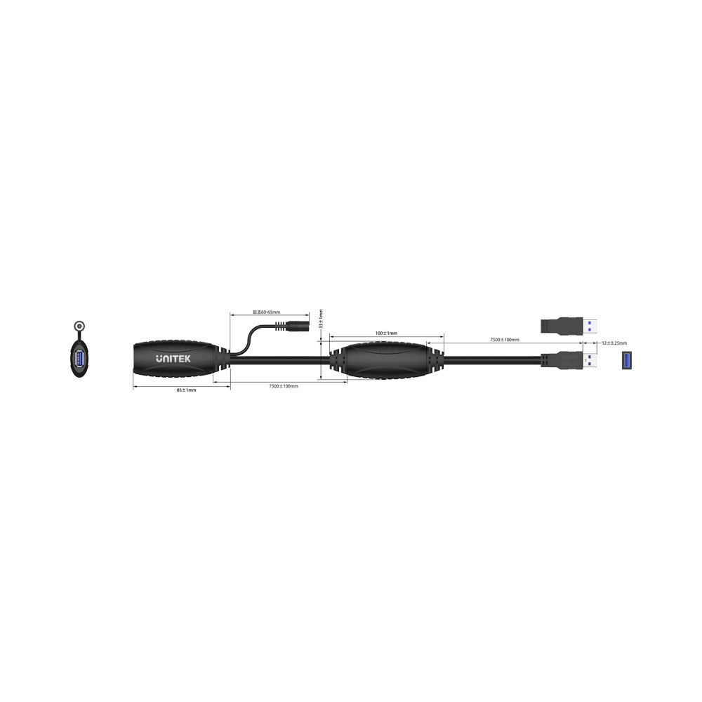 UNITEK Y-3003C | 15M USB3.0 5GBPS EXTENSION CABLE WITH 2X BUILT-IN SIGNAL BOOSTERS - Image 3