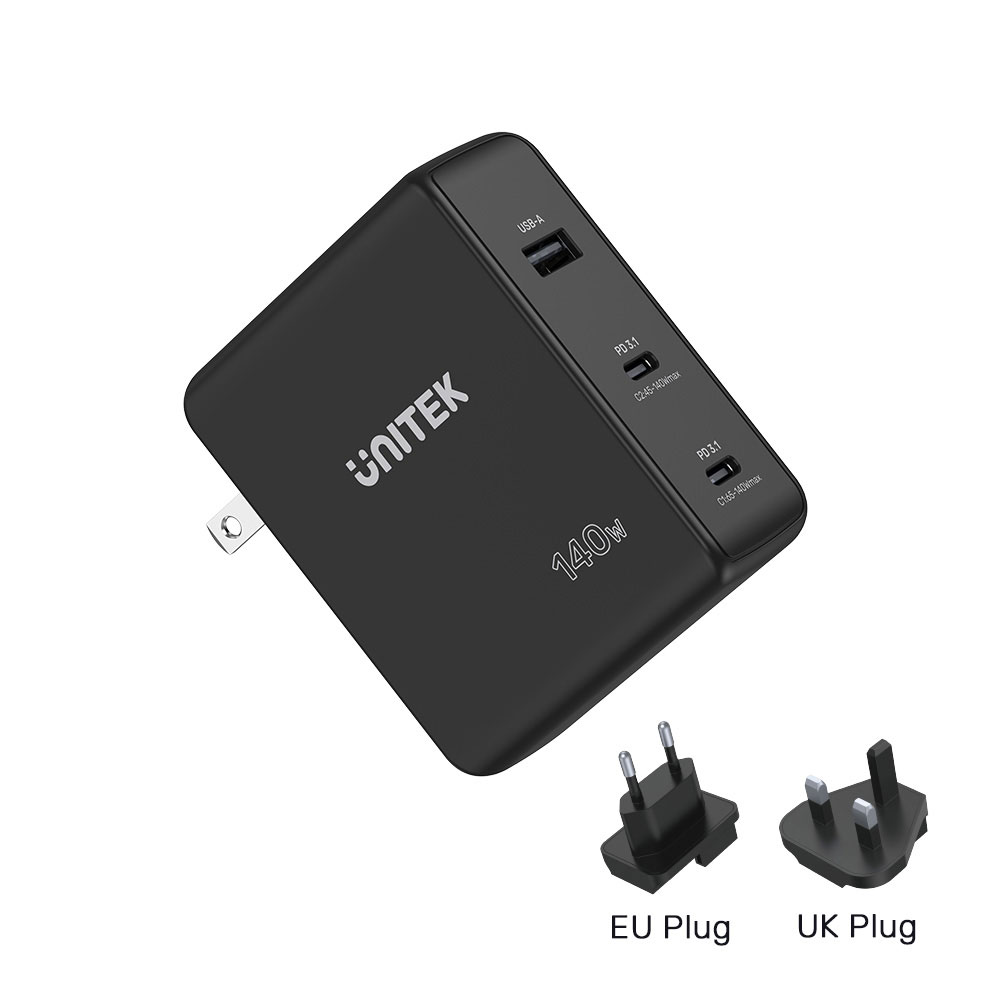 UNITEK P1115A | 3-PORT 140W PD3.1 GAN TRAVEL WALL CHARGER