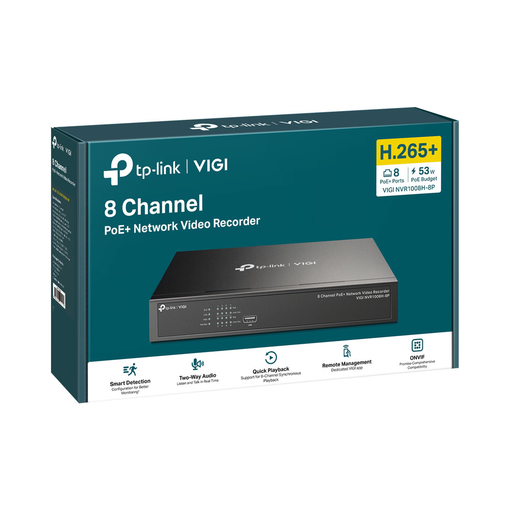 TP-LINK VIGI NVR1008H-8P | 8-CHANNEL POE+ NETWORK VIDEO RECORDER (53W POE BUDGET) - Image 3