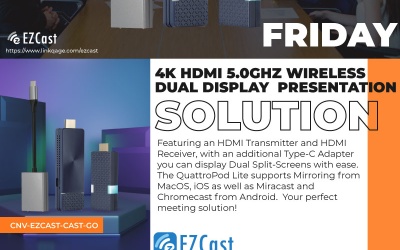 [NEW STOCK ARRIVAL] EZCAST | 4K HDMI Wireless Dual Display Presentation Solution