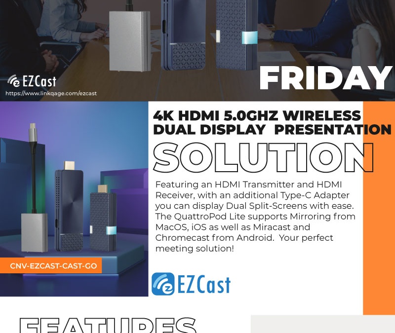 [NEW STOCK ARRIVAL] EZCAST | 4K HDMI Wireless Dual Display Presentation Solution
