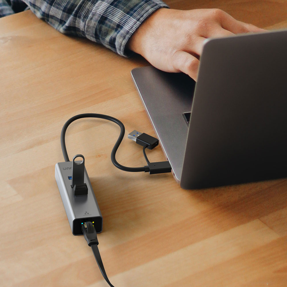 UNITEK Y-3088B | 3-PORT USB3.0 HUB WITH GIGABIT ETHERNET AND TYPE-C TO TYPE-A ADAPTER - Image 4