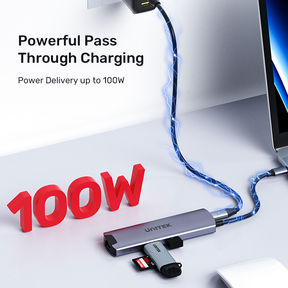 UNITEK H1112F | TYPE-C 6-IN-1 PORT REPLICATOR WITH 100W PD CHARGING - Image 5