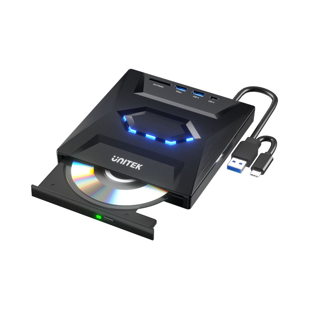 UNITEK T1037A | USB TYPE-A/C EXTERNAL OPTICAL DRIVE WITH USB HUB