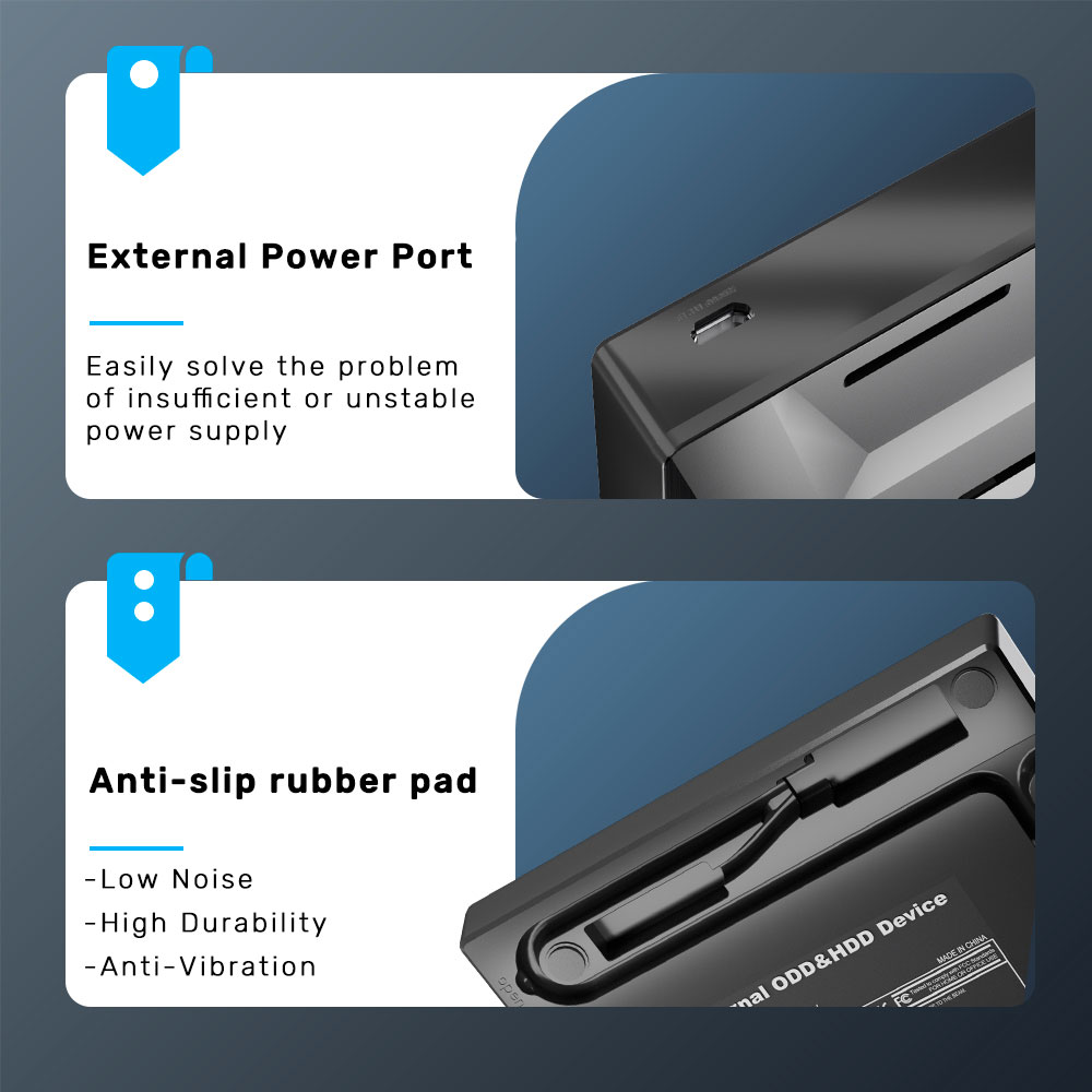 UNITEK T1037A | USB TYPE-A/C EXTERNAL OPTICAL DRIVE WITH USB HUB - Image 4