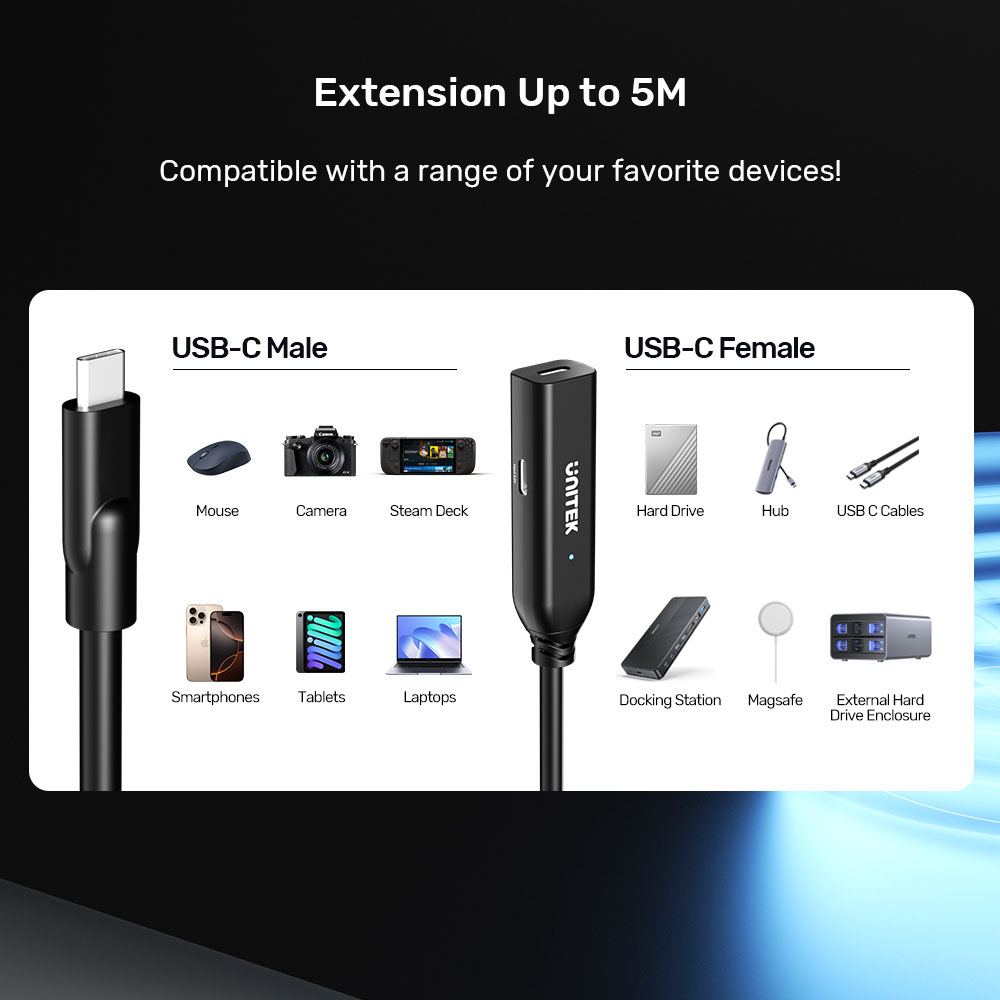 UNITEK U1335A | 5M 10GBPS USB3.2 GEN2 TYPE-C EXTENSION CABLE - Image 4