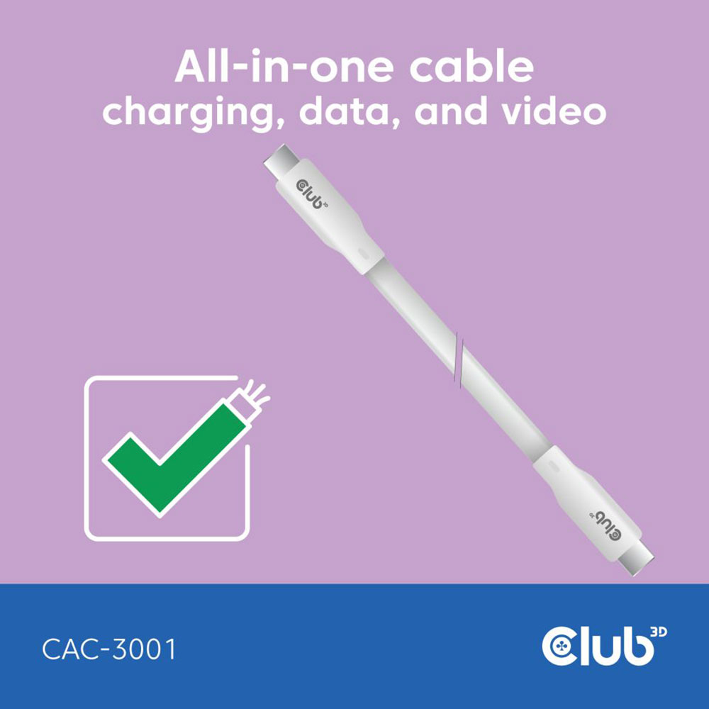 CLUB3D CAC-3000 SERIES | 2M 4K @60HZ 20GBPS 240W USB4.0 TYPE-C CABLE - Image 7