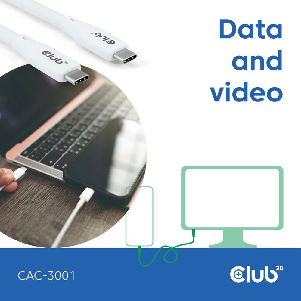 CLUB3D CAC-3000 SERIES | 2M 4K @60HZ 20GBPS 240W USB4.0 TYPE-C CABLE - Image 9
