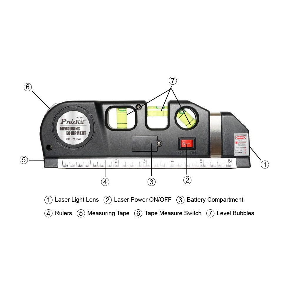PROSKIT PD-161-C | 4-IN-1 MULTI-PURPOSE LASER LEVEL MEASURING TOOL - Image 3
