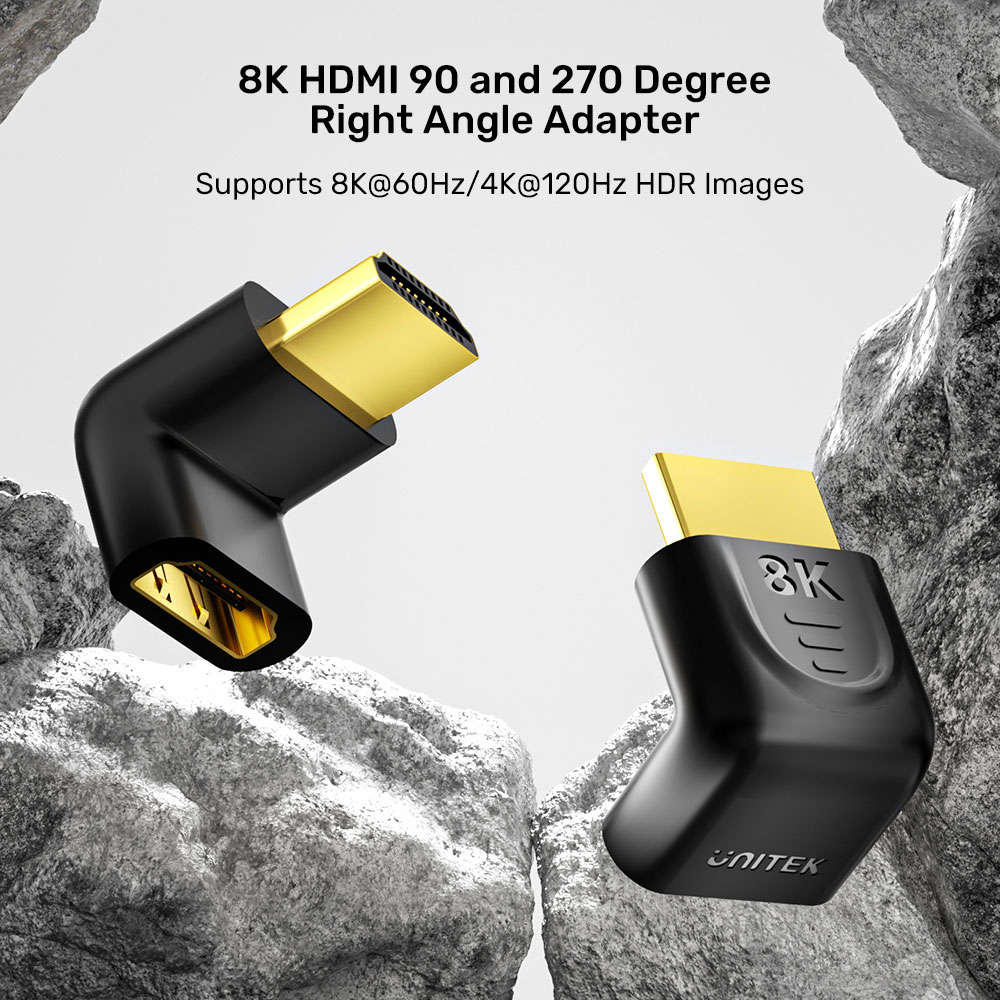 UNITEK A1046A | 8K HDMI 2.1 90° AND 270° ANGLED ADAPTER KIT - Image 3