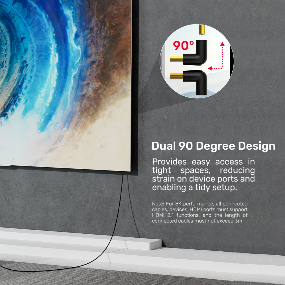 UNITEK A1046A | 8K HDMI 2.1 90° AND 270° ANGLED ADAPTER KIT - Image 4
