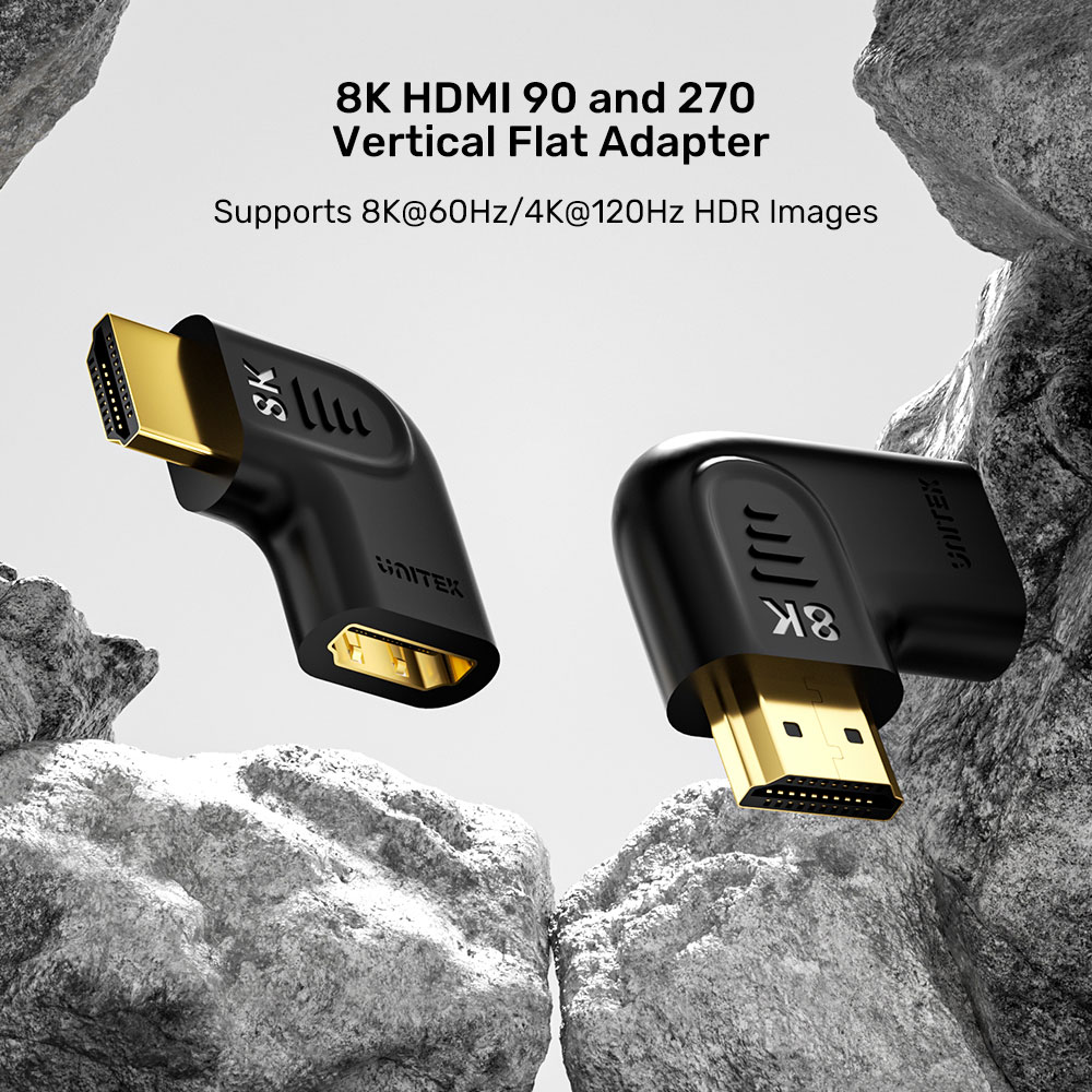 UNITEK A1047A | 8K HDMI 2.1 90° AND 270° VERTICAL FLAT ANGLED ADAPTER KIT - Image 3