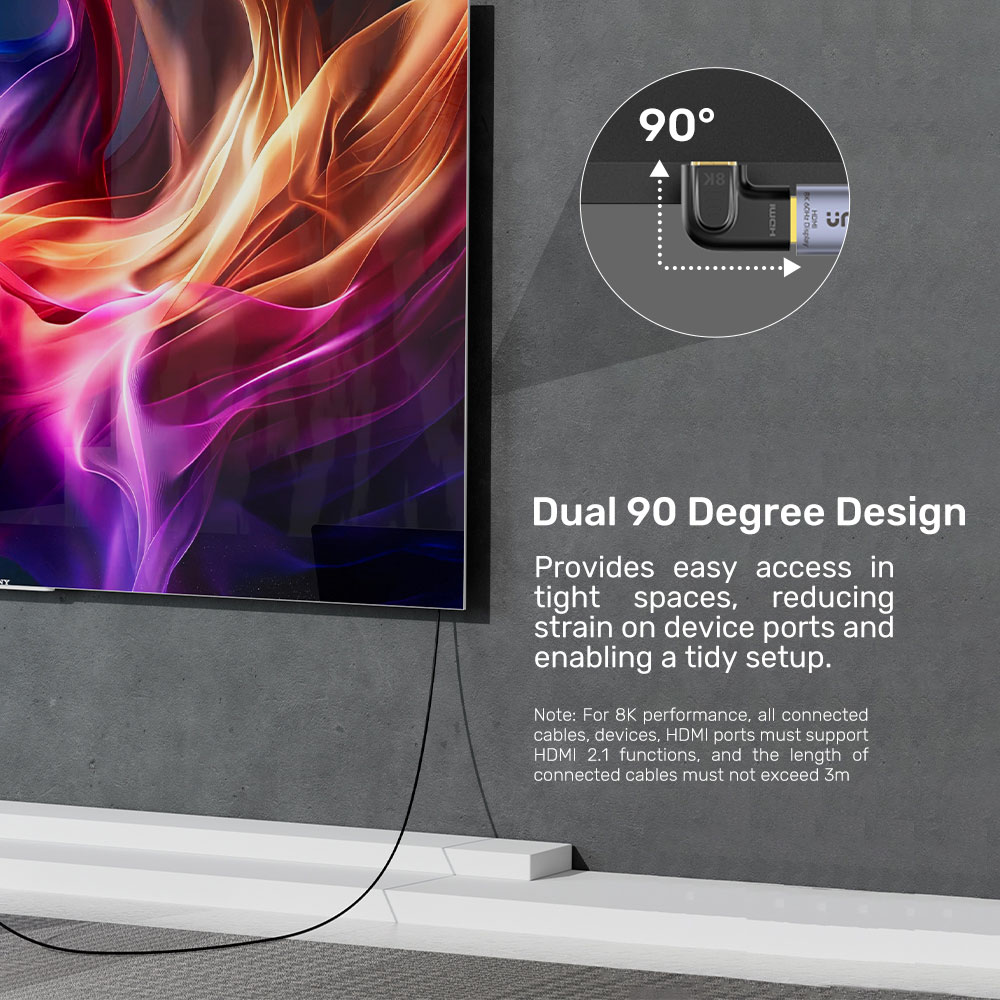 UNITEK A1047A | 8K HDMI 2.1 90° AND 270° VERTICAL FLAT ANGLED ADAPTER KIT - Image 4