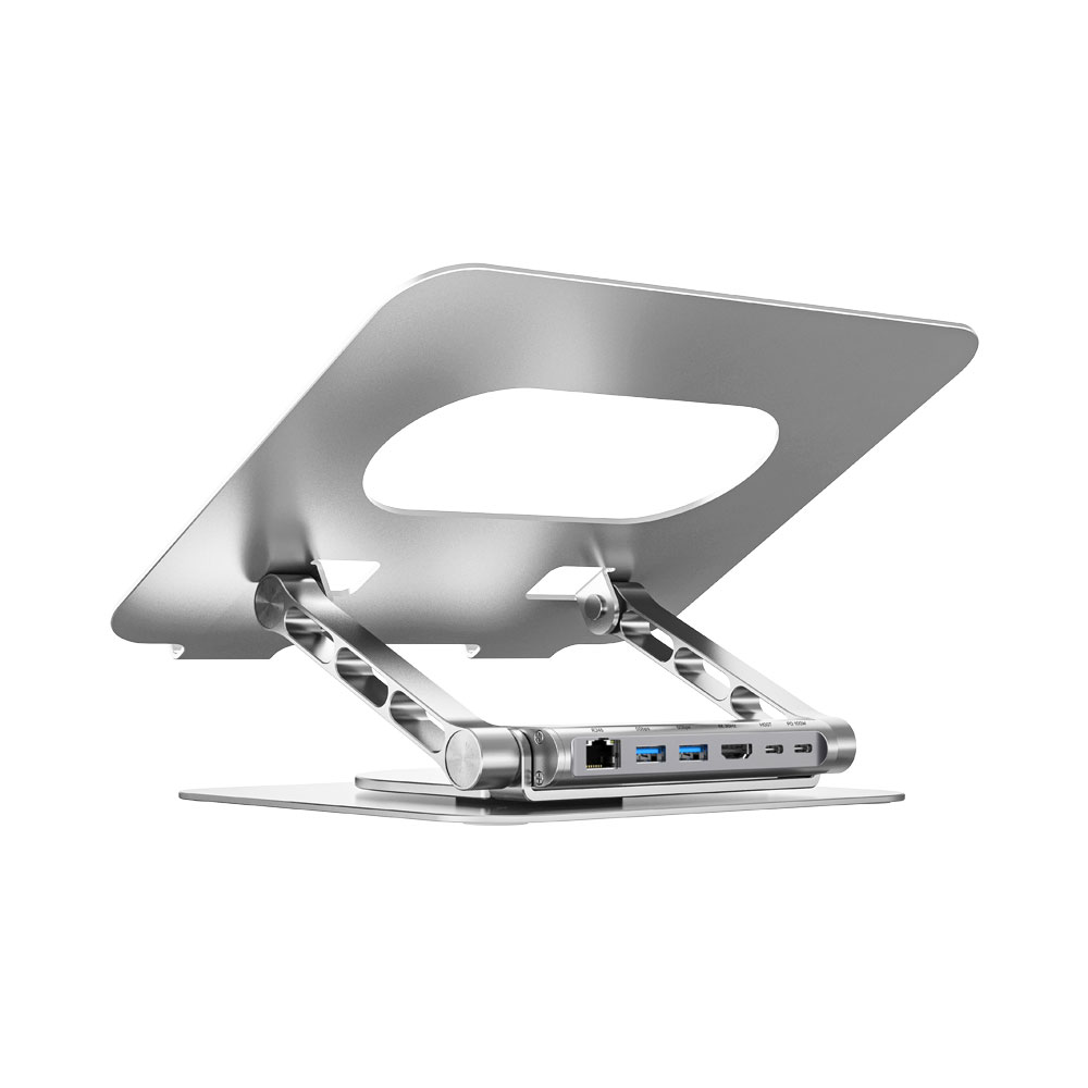 UNITEK D1109B | 17” UNIVERSAL NOTEBOOK/LAPTOP STAND WITH 360° ROTATING BASE AND PORT REPLICATOR - Image 2