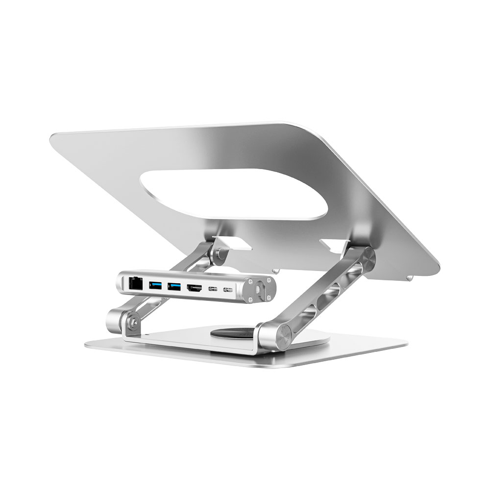UNITEK D1109B | 17” UNIVERSAL NOTEBOOK/LAPTOP STAND WITH 360° ROTATING BASE AND PORT REPLICATOR - Image 3