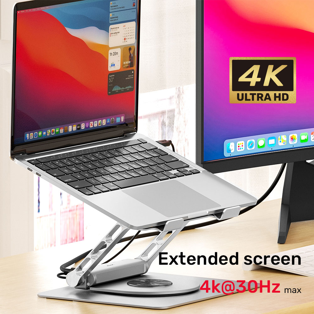 UNITEK D1109B | 17” UNIVERSAL NOTEBOOK/LAPTOP STAND WITH 360° ROTATING BASE AND PORT REPLICATOR - Image 6