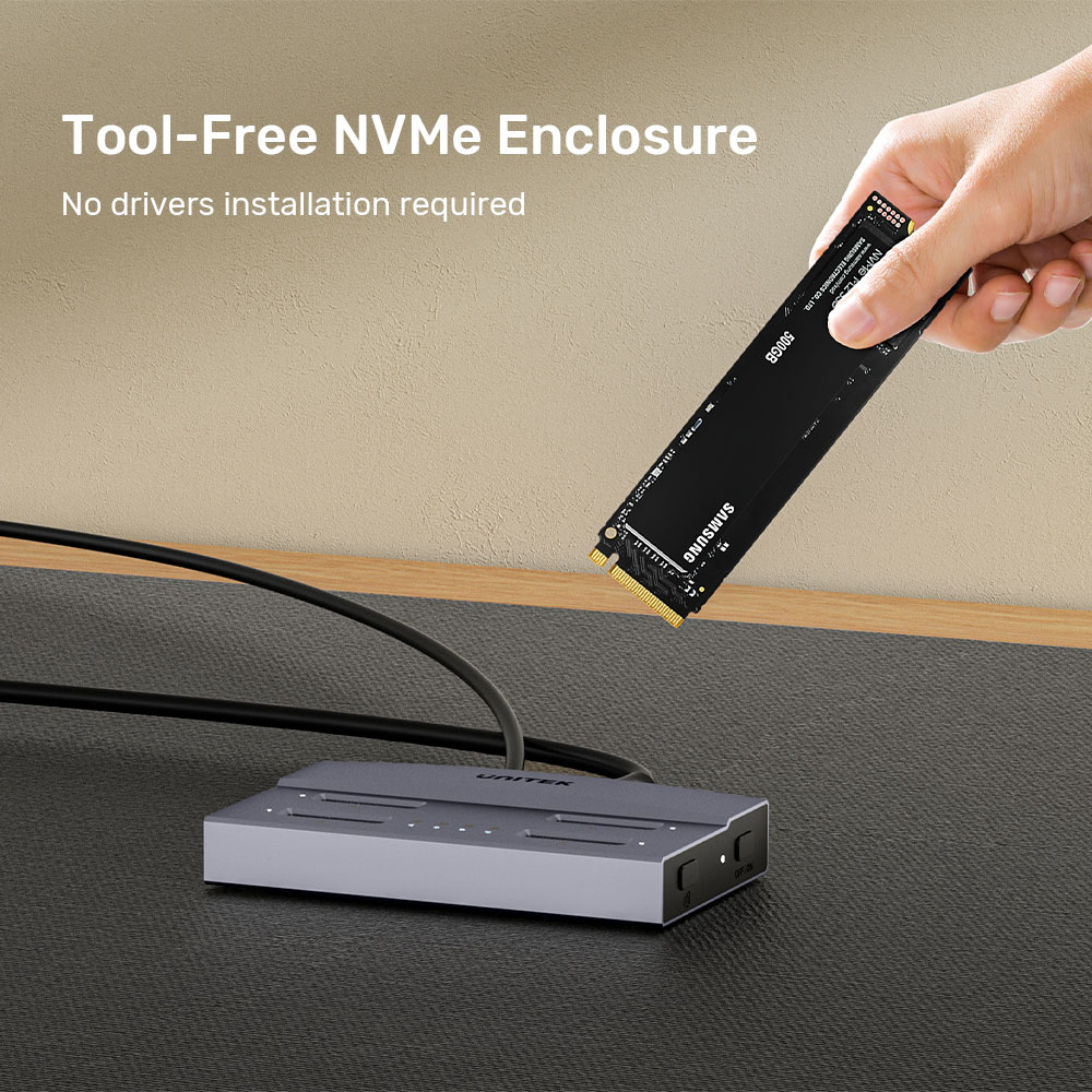 UNITEK S1243B | USB4.0 TYPE-C 4-BAY M.2 SSD DOCKING STATION WITH 1:3 OFFLINE CLONING FUNCTION - Image 10