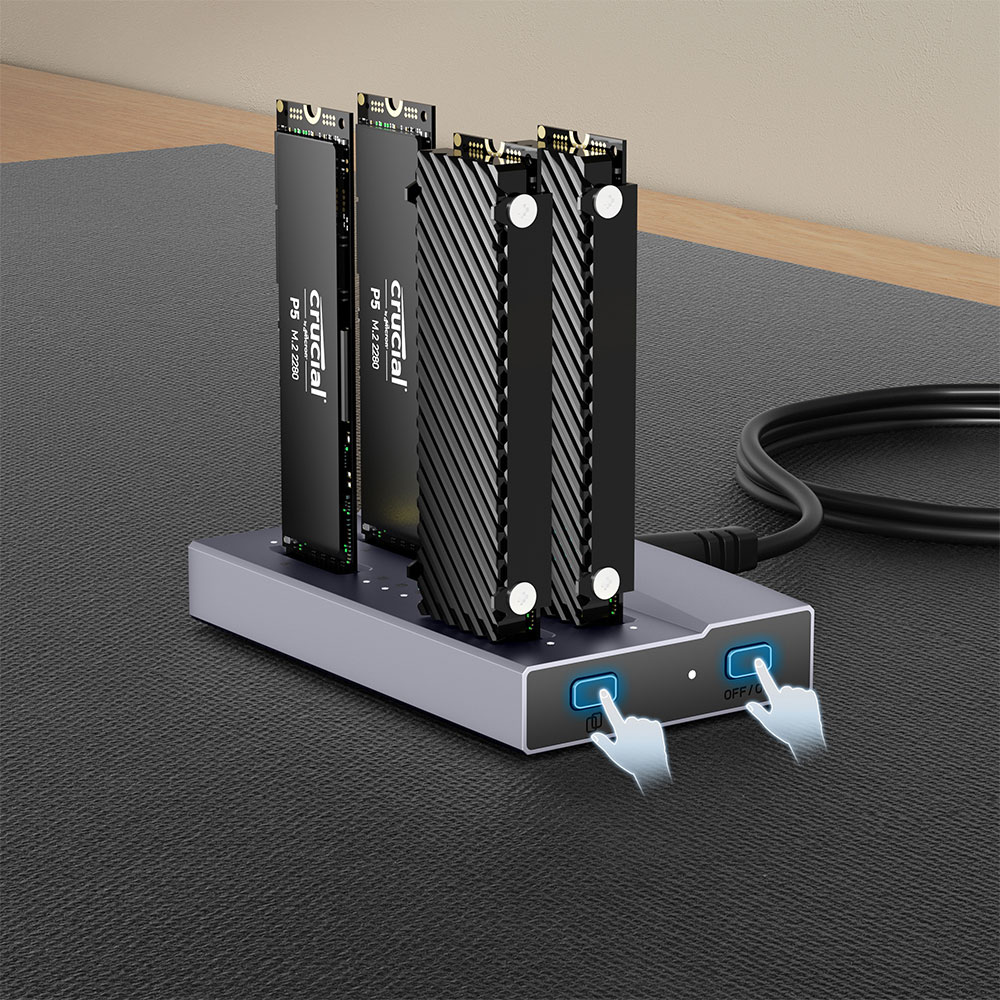 UNITEK S1243B | USB4.0 TYPE-C 4-BAY M.2 SSD DOCKING STATION WITH 1:3 OFFLINE CLONING FUNCTION - Image 12