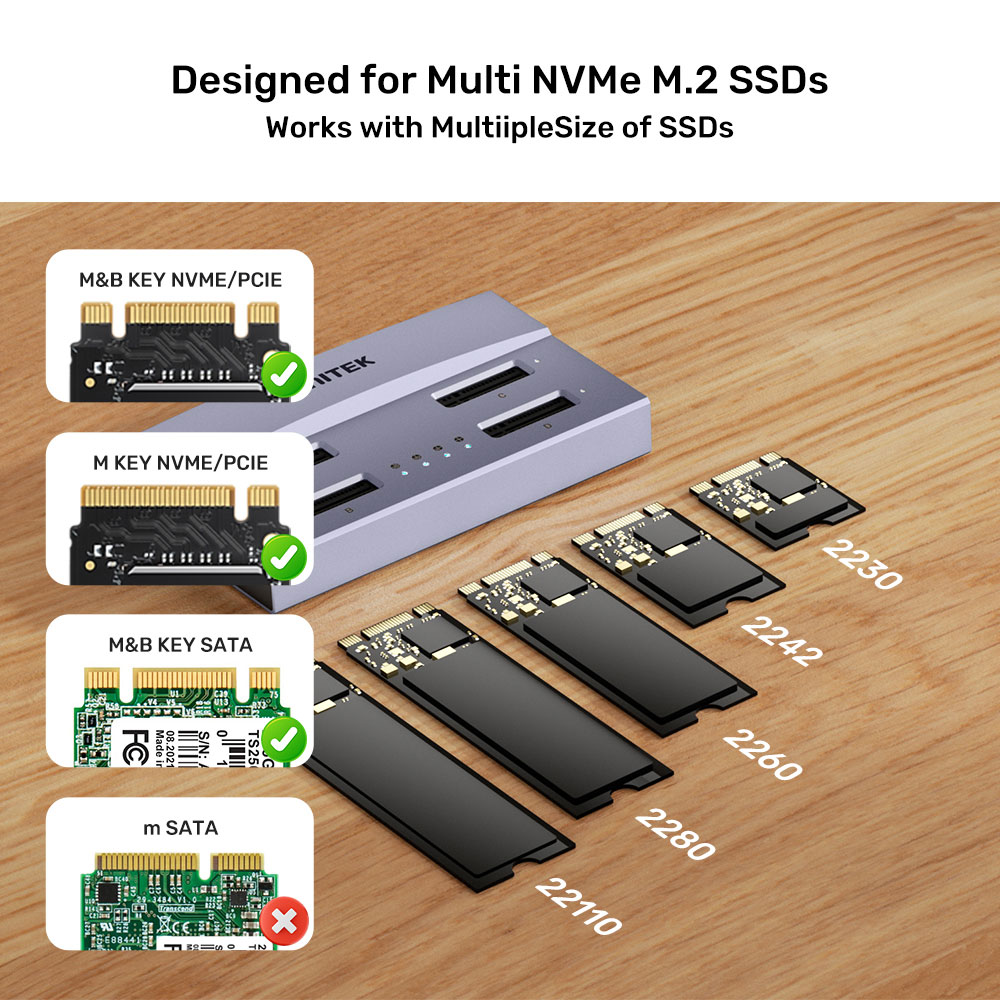 UNITEK S1243B | USB4.0 TYPE-C 4-BAY M.2 SSD DOCKING STATION WITH 1:3 OFFLINE CLONING FUNCTION - Image 9