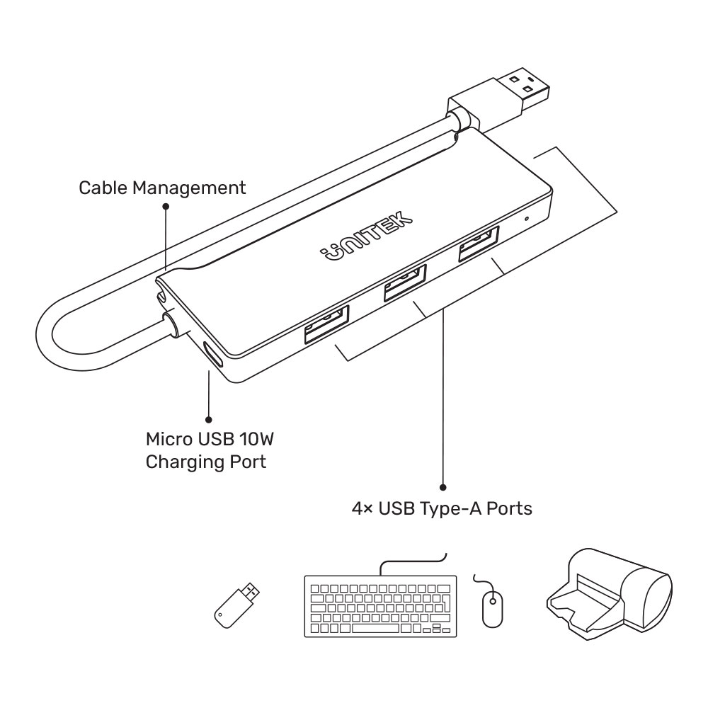 UNITEK Y-3145C | 4-PORT USB3.0 5GBPS HUB WITH BC1.2 CHARGING - Image 5