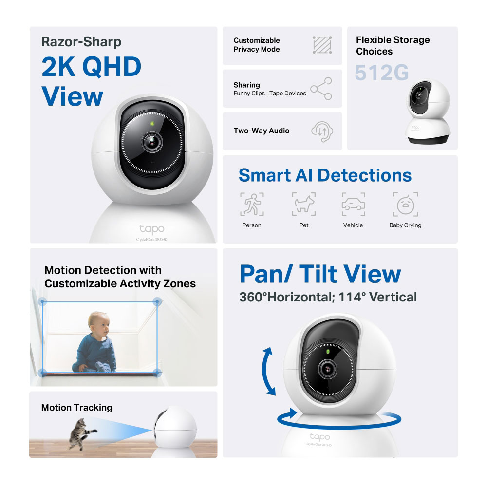 TP-LINK TC72 | 4MP PAN/TILT AI HOME SECURITY WI-FI CAMERA - Image 3