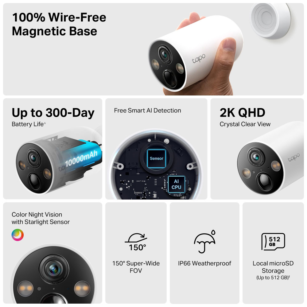 TP-LINK TC85 | 4MP SMART WIRE-FREE SECURITY CAMERA - Image 5
