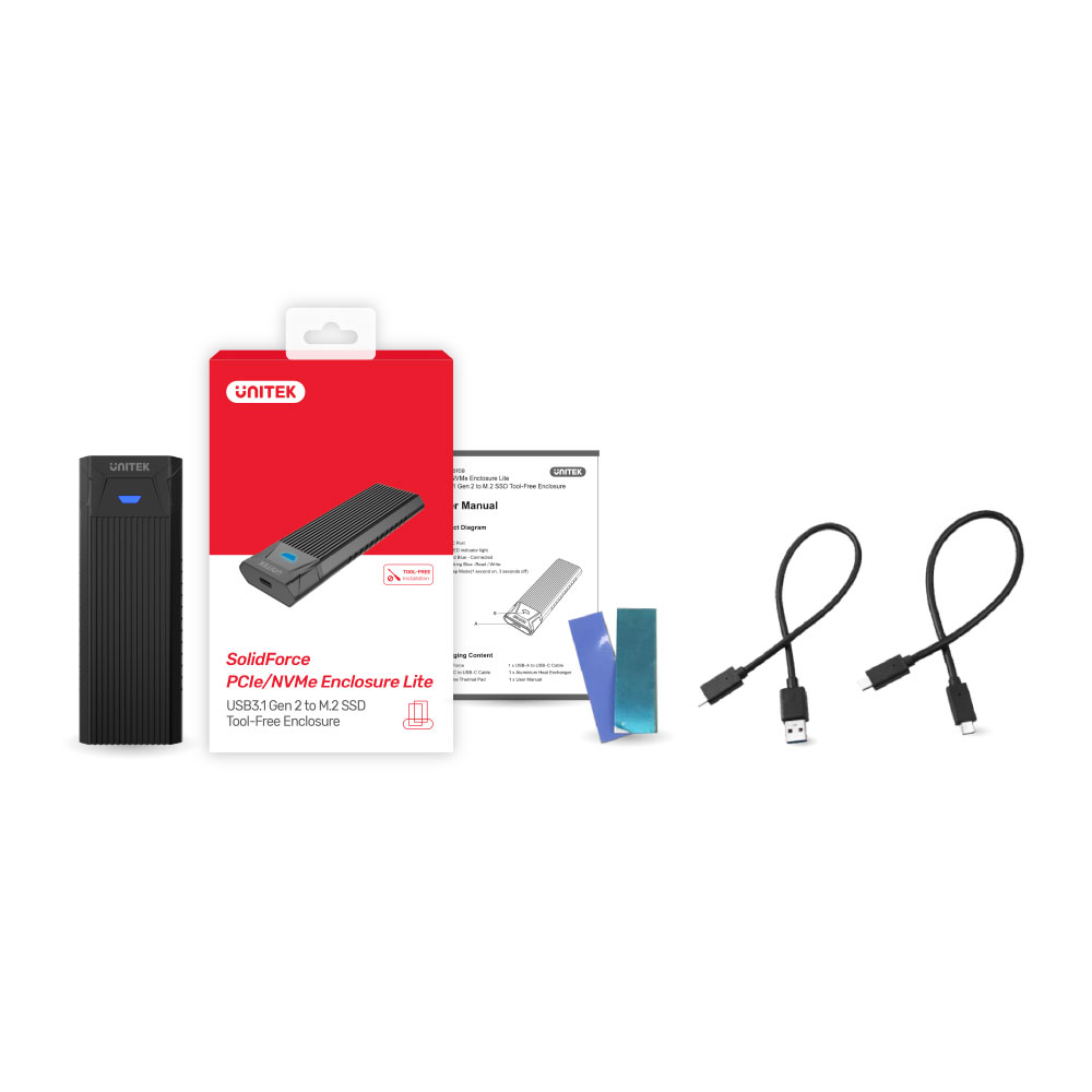 UNITEK SOLIDFORCE S1203ABK | USB3.1 GEN2 10GBPS TYPE-C TO M.2 PCIE/NVME SSD ENCLOSURE - Image 5