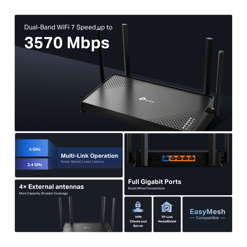TP-LINK ARCHER BE220 | BE3600 DUAL-BAND WI-FI 7 ROUTER - Image 5