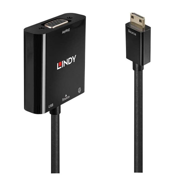 LINDY 38286 | 10CM 1080P MINI HDMI TO VGA AND AUDIO CONVERTER