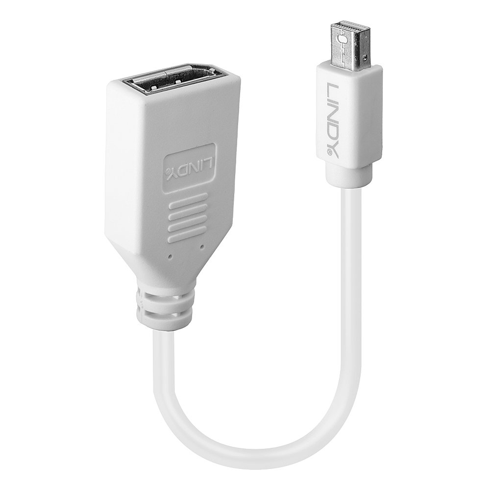 LINDY 41021 | 20CM MINI DISPLAYPORT MALE TO DISPLAYPORT FEMALE ADAPTER CABLE