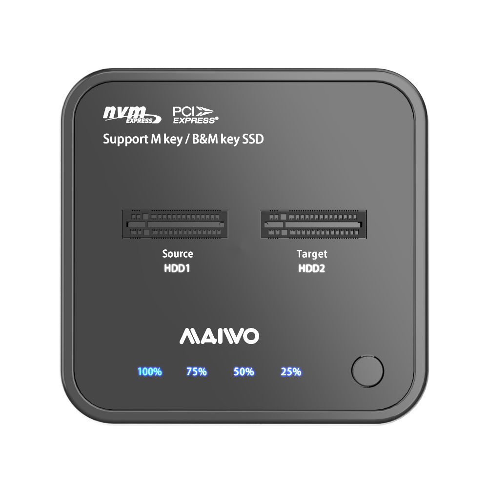 MAIWO K3016P | 2-BAY M.2 NVME SSD DUPLICATOR VIA USB TYPE-C USB3.2 GEN2 10GBPS