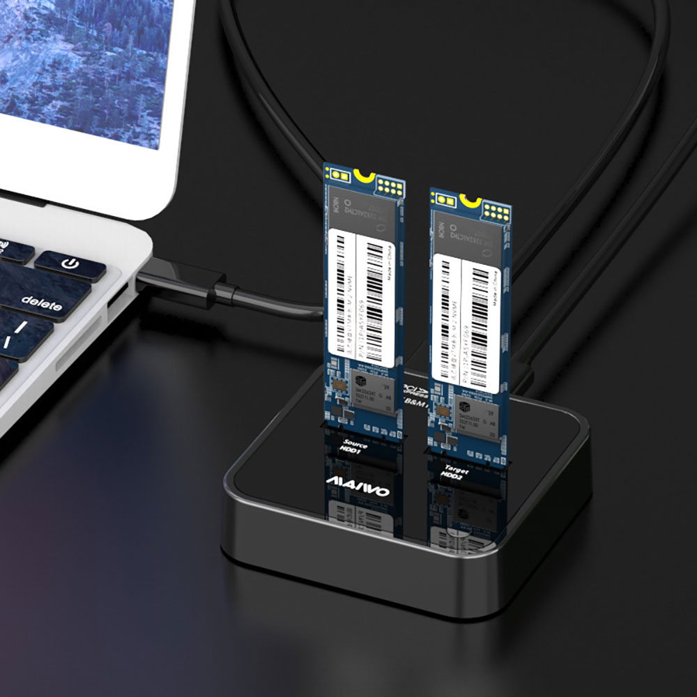 MAIWO K3016P | 2-BAY M.2 NVME SSD DUPLICATOR VIA USB TYPE-C USB3.2 GEN2 10GBPS - Image 5