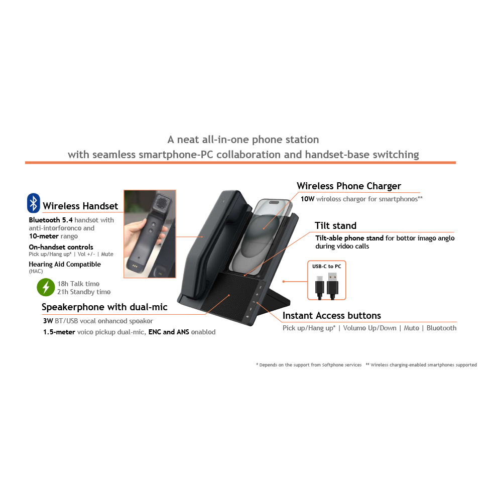 FANVIL DB20-H | ALL-IN-ONE PHONE STATION WITH A BLUETOOTH HANDSET AND 10W WIRELESS PHONE CHARGER - Image 10